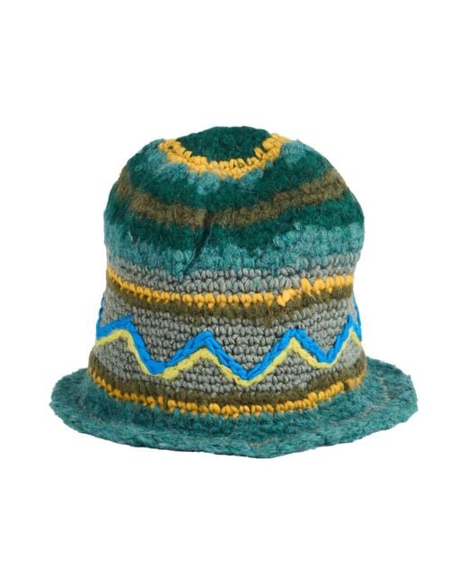 Maliparmi Green Hat Acrylic, Wool, Mohair Wool, Polyester, Polyamide