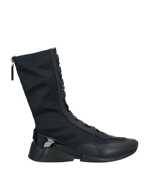 Giorgio Armani Black Ankle Boots Polyester, Elastane, Cow Leather, Calfskin