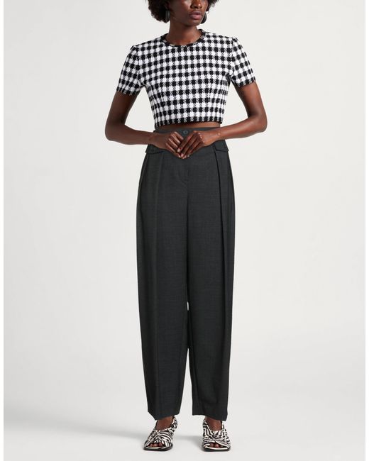 Semicouture Black Pants Polyester, Virgin Wool, Elastane