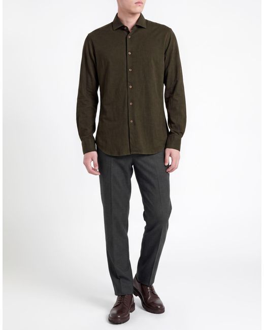 920 ITALIAN STYLE Green Military Shirt Cotton for men