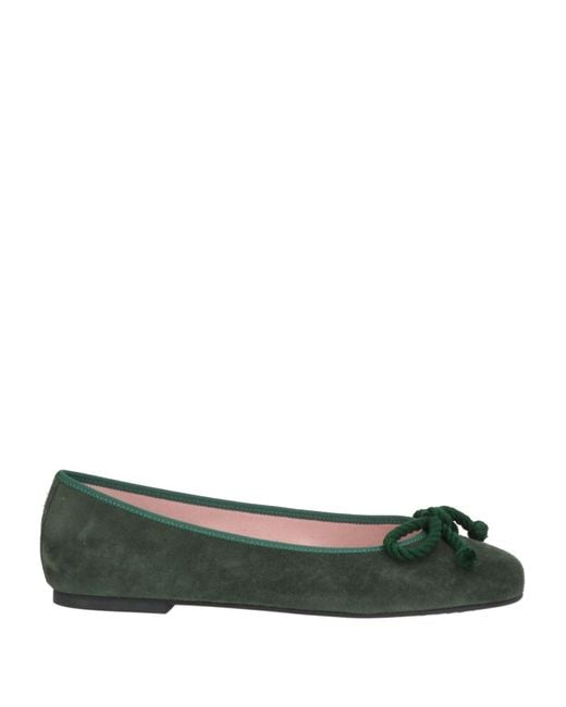 Pretty Ballerinas Green Ballet Flats Leather, Textile Fibers