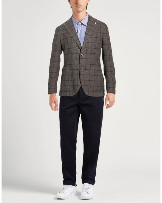 Luigi Bianchi Gray Dark Blazer Cotton for men