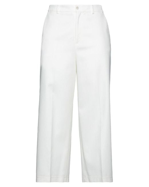 Agnona White Ivory Pants Cotton, Elastane