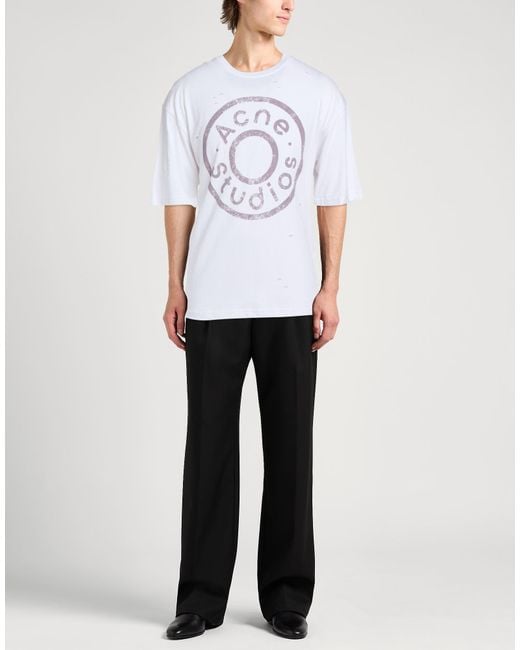 Acne White T-Shirt Cotton, Polyester for men