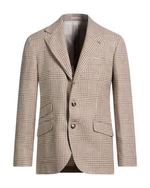 Brunello Cucinelli Brown Blazer Wool, Alpaca Wool, Silk for men