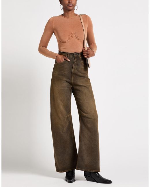 DIESEL White Camel Bodysuit Rayon, Elastane
