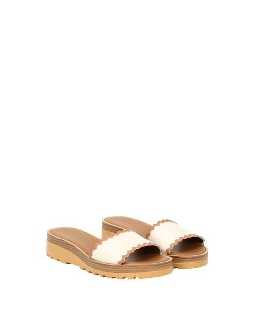 See By Chloé Natural Robin Wedge Ivory Sandals Calfskin