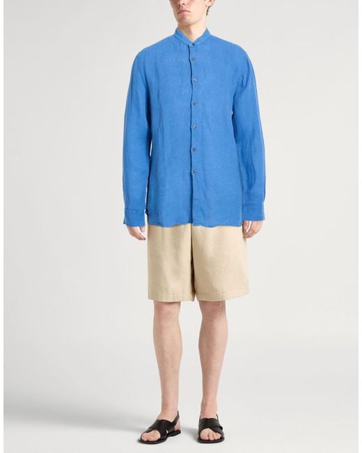 120% Lino Blue Shirt Linen for men