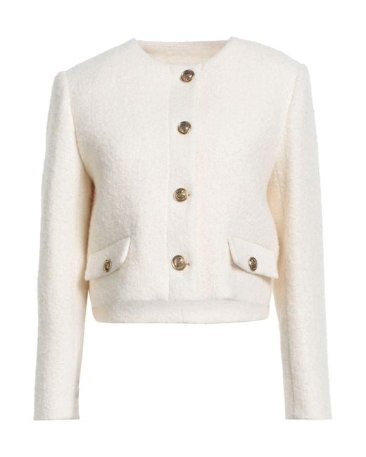 Sandro White Jacket Cotton, Wool, Polyester, Acrylic, Polyamide