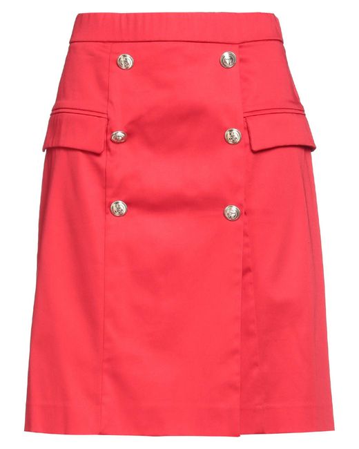 Clips More Red Mini Skirt Cotton, Elastane