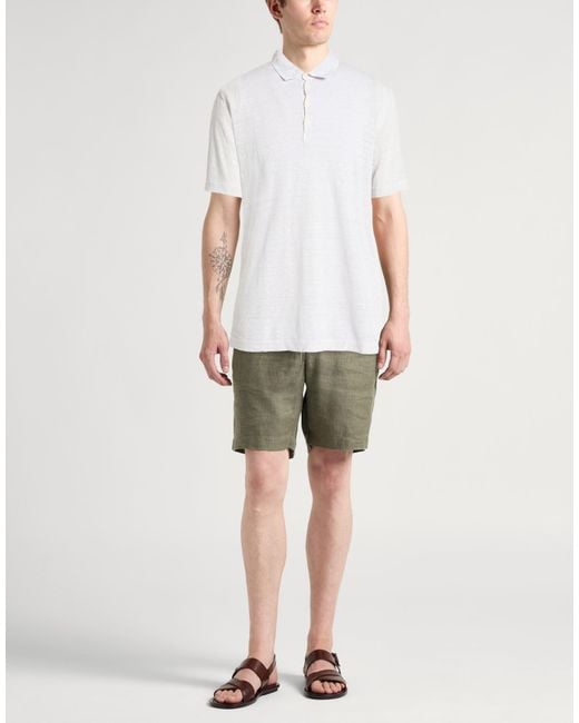 120% Lino White Polo Shirt Linen for men
