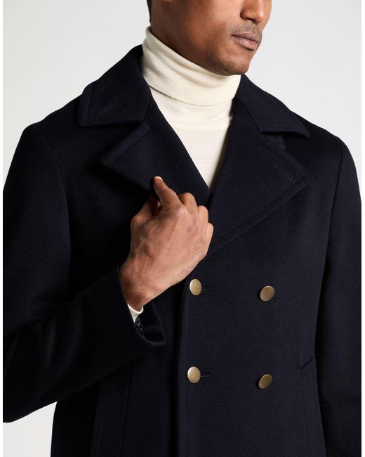 Hevò Blue Midnight Coat Virgin Wool for men