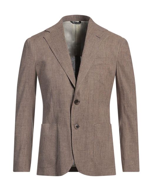 Brian Dales Brown Khaki Blazer Linen, Viscose, Elastane for men
