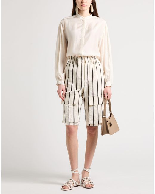 Brunello Cucinelli Natural Shorts & Bermuda Shorts Linen, Cotton, Polyester