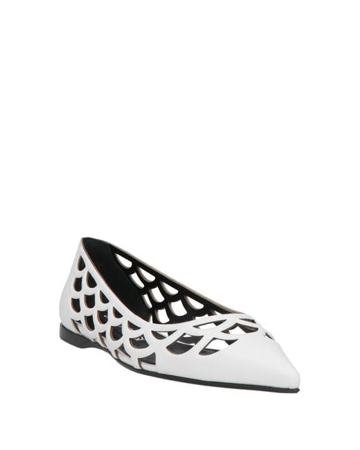 Sergio Rossi White Ballet Flats Leather