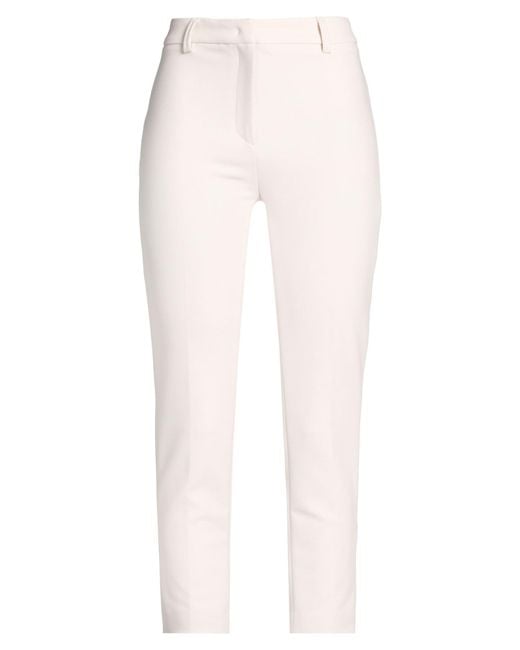 Via Masini 80 White Pants Polyester, Virgin Wool, Elastane