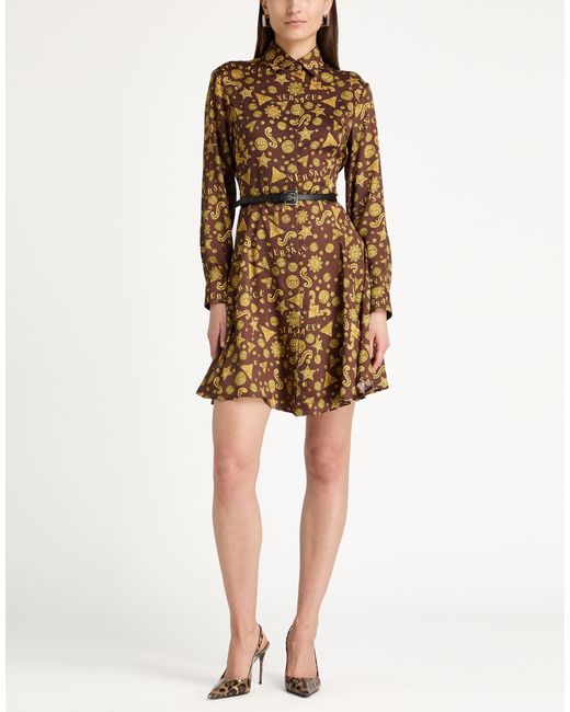 Versace Brown Mini Dress Polyester
