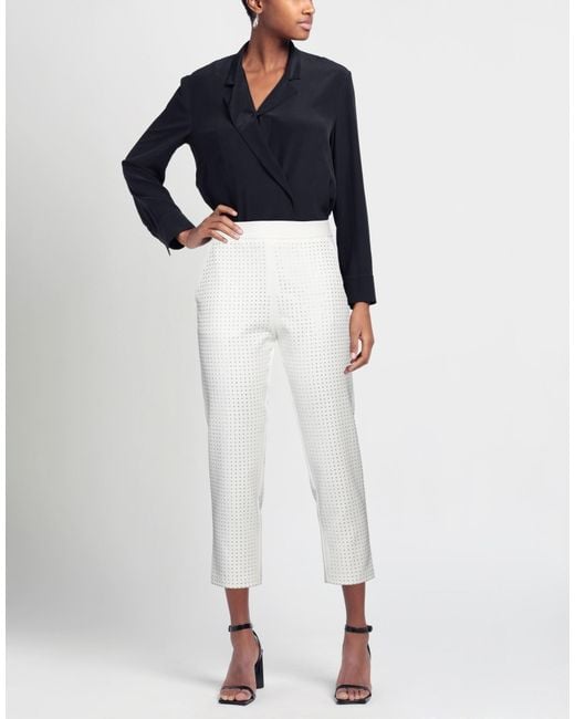 Cristinaeffe White Pants Polyester, Elastane