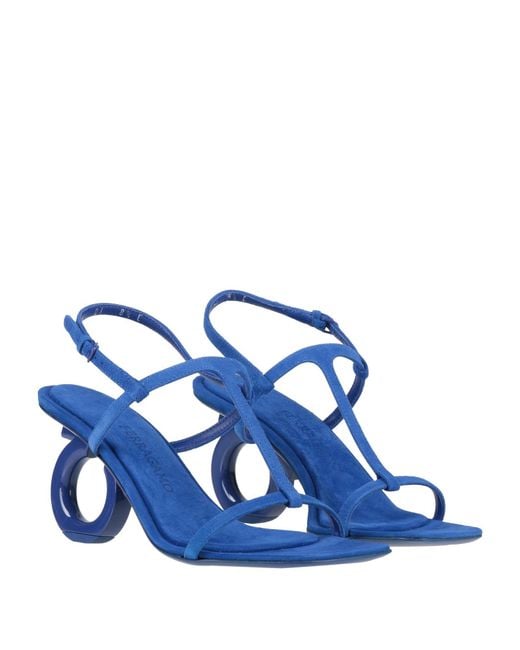 Ferragamo Blue Elina 70 Sandals Calfskin, Lambskin