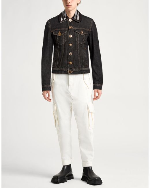 Versace Black Denim Outerwear Cotton for men