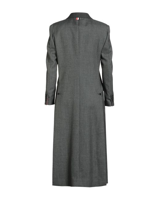 Thom Browne Gray Overcoat & Trench Coat Wool