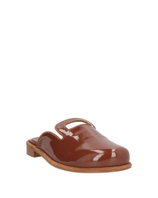 Calpierre Brown Mules & Clogs Leather