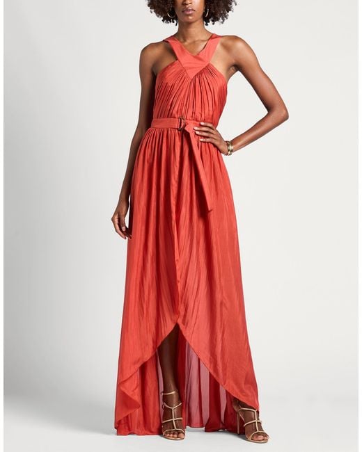Alberta Ferretti Red Midi Dress Silk