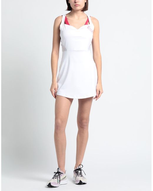 EA7 White Mini Dress Polyester, Elastane