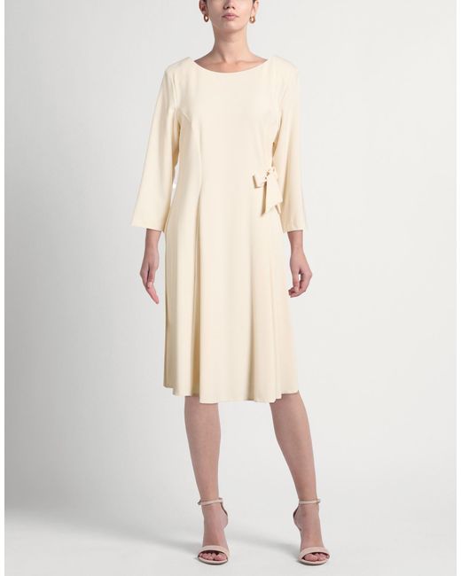 BLUE IV by ISABELLE VAN DEN ABEELE Natural Ivory Midi Dress Polyester, Viscose, Elastane