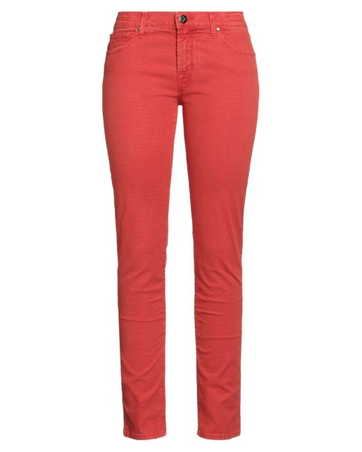 Jacob Cohen Red Pants Cotton, Elastane