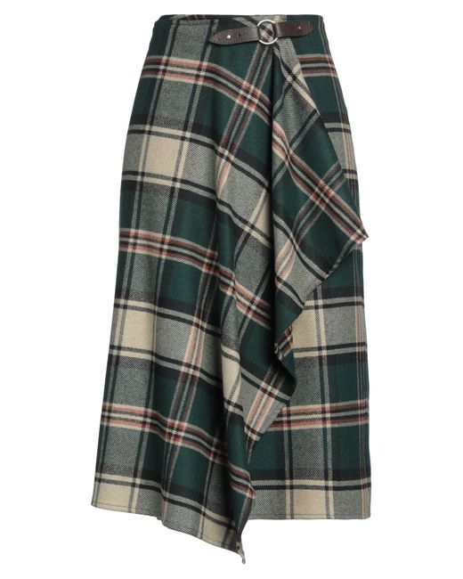 EUGHENES Green Dark Midi Skirt Wool, Polyester, Polyamide