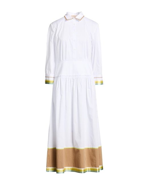 Purotatto White Maxi Dress Cotton, Polyamide, Elastane