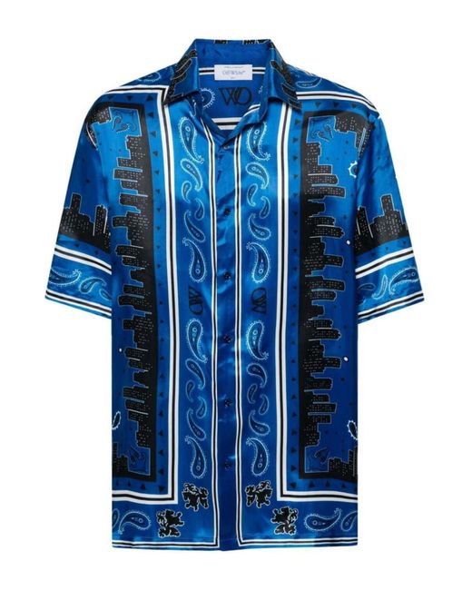 Skyline Paisley Bowling Shirt con patrón Off-White c/o Virgil Abloh de hombre de color Blue
