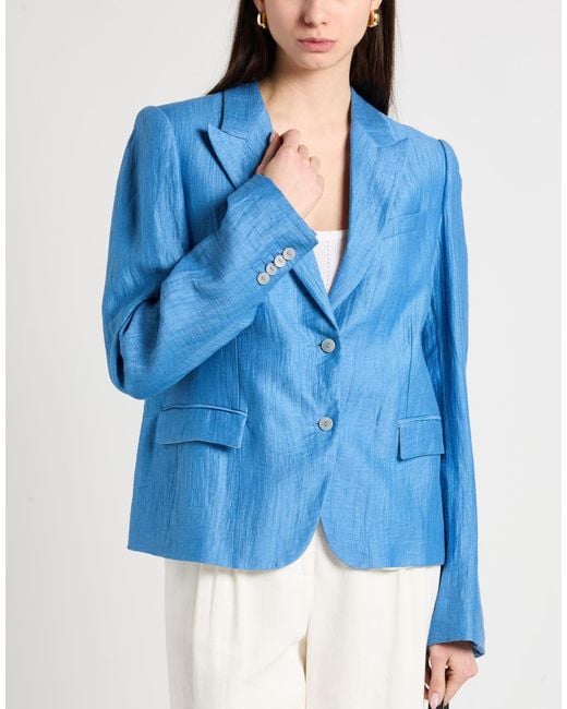 Malloni Blue Blazer Linen, Polyamide