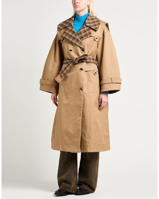 Ganni Natural Overcoats & Trench Coats