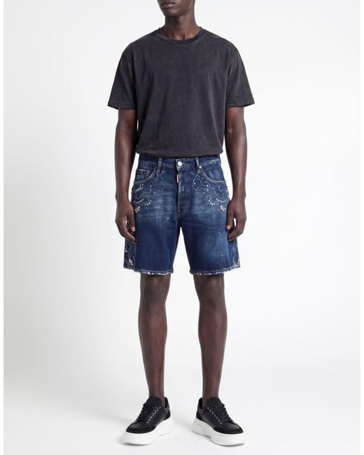DSquared² Blue Denim Shorts Cotton, Elastane for men