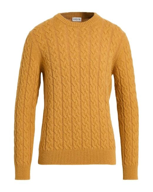 GALLIA Yellow Sweater Merino Wool, Alpaca Wool, Polyamide for men