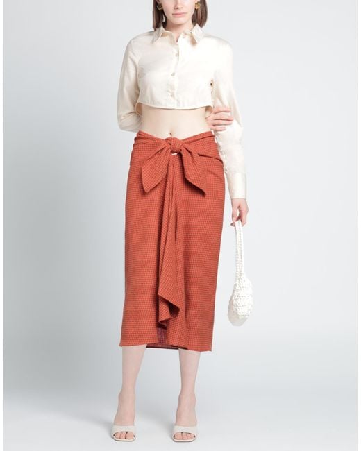 Alysi Orange Midi Skirt