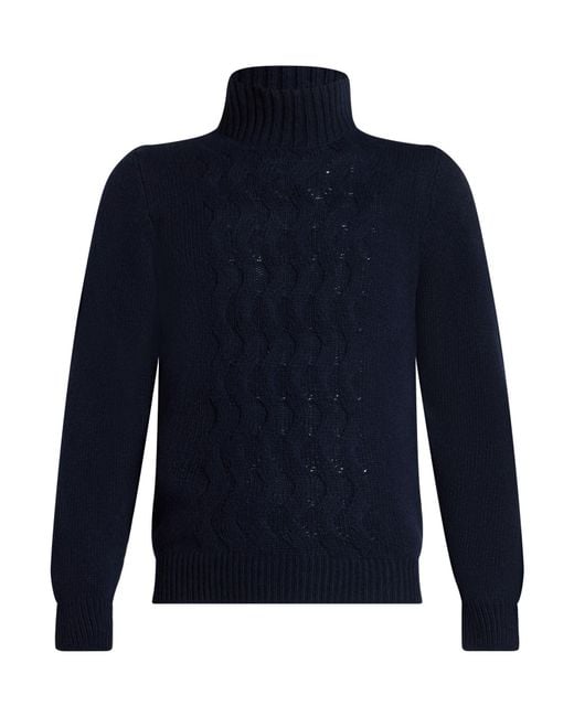 Daniele Alessandrini Blue Midnight Turtleneck Wool, Polyamide for men