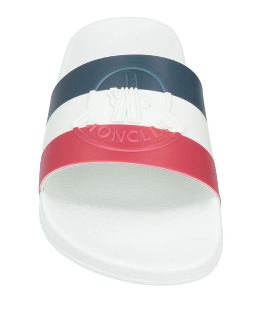 Moncler White Rubber Slides 'Basile' for men