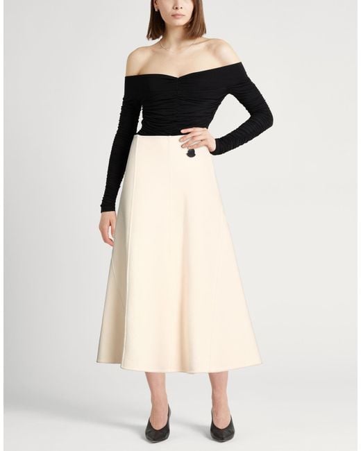 Moncler Natural Cream Midi Skirt Virgin Wool