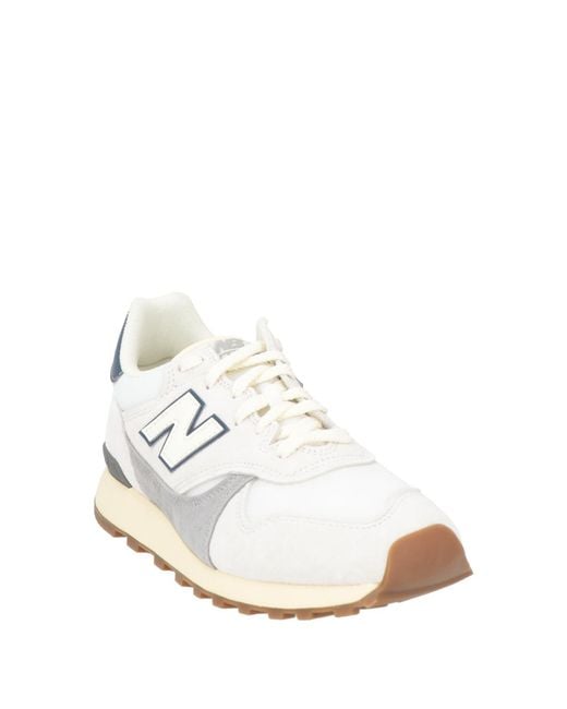 New Balance White Sneakers Leather, Textile Fibers for men
