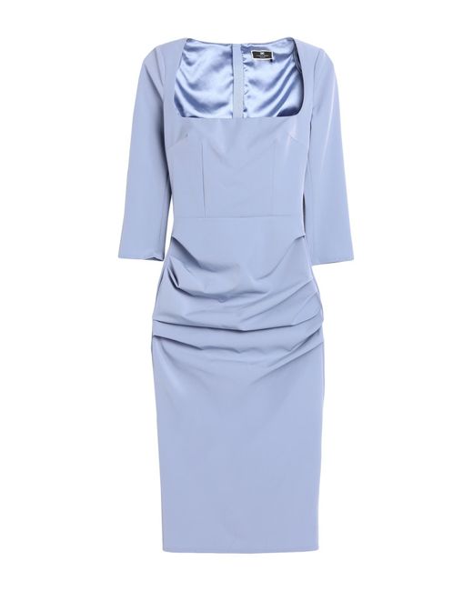Elisabetta Franchi Blue Midi Dress Polyester, Elastane