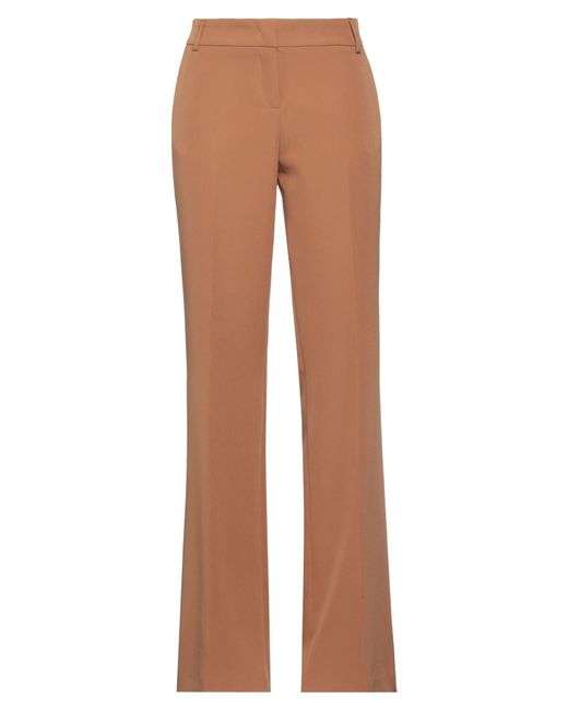 Giulia N Couture Brown Camel Pants Polyester, Elastane