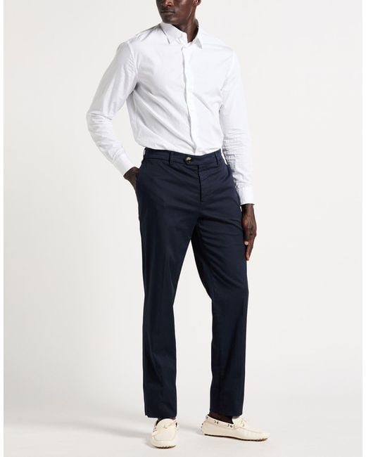 Brunello Cucinelli Blue Pants Cotton, Elastane for men