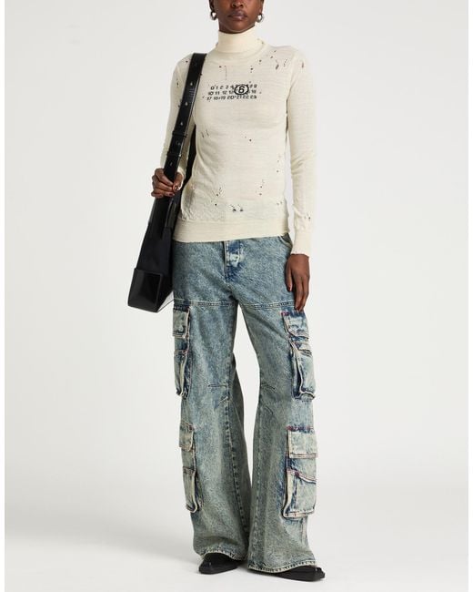 MM6 by Maison Margiela White Cream Turtleneck Virgin Wool