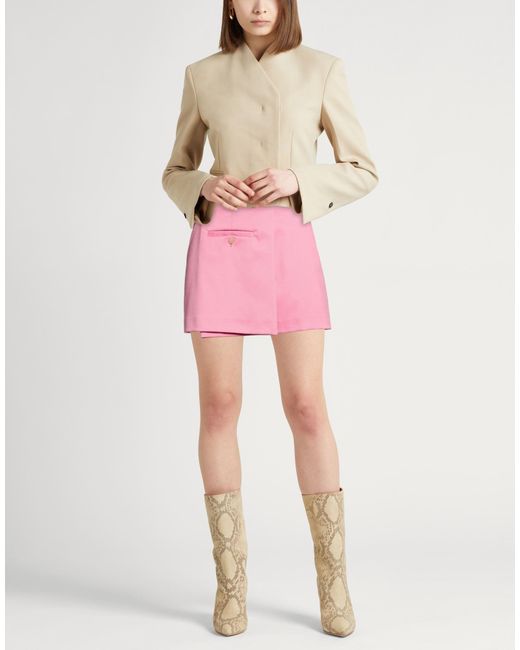 Erika Cavallini Semi Couture Pink Shorts & Bermuda Shorts Polyester, Virgin Wool, Elastane