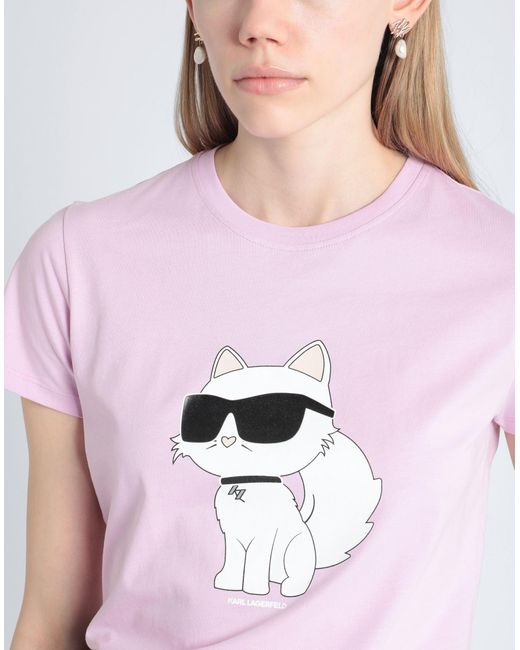 Karl Lagerfeld Purple Ikonik 2.0 Choupette T-Shirt T-Shirt Organic Cotton