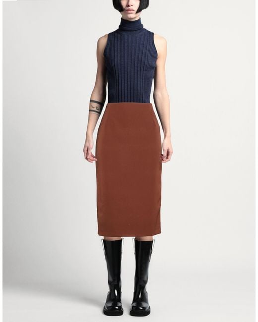 Clips Brown Midi Skirt Polyester, Elastane