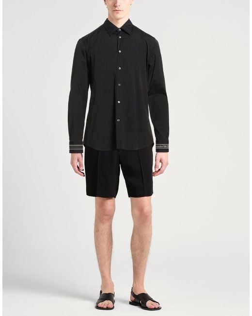 McQueen Black Shirt Cotton, Elastane for men